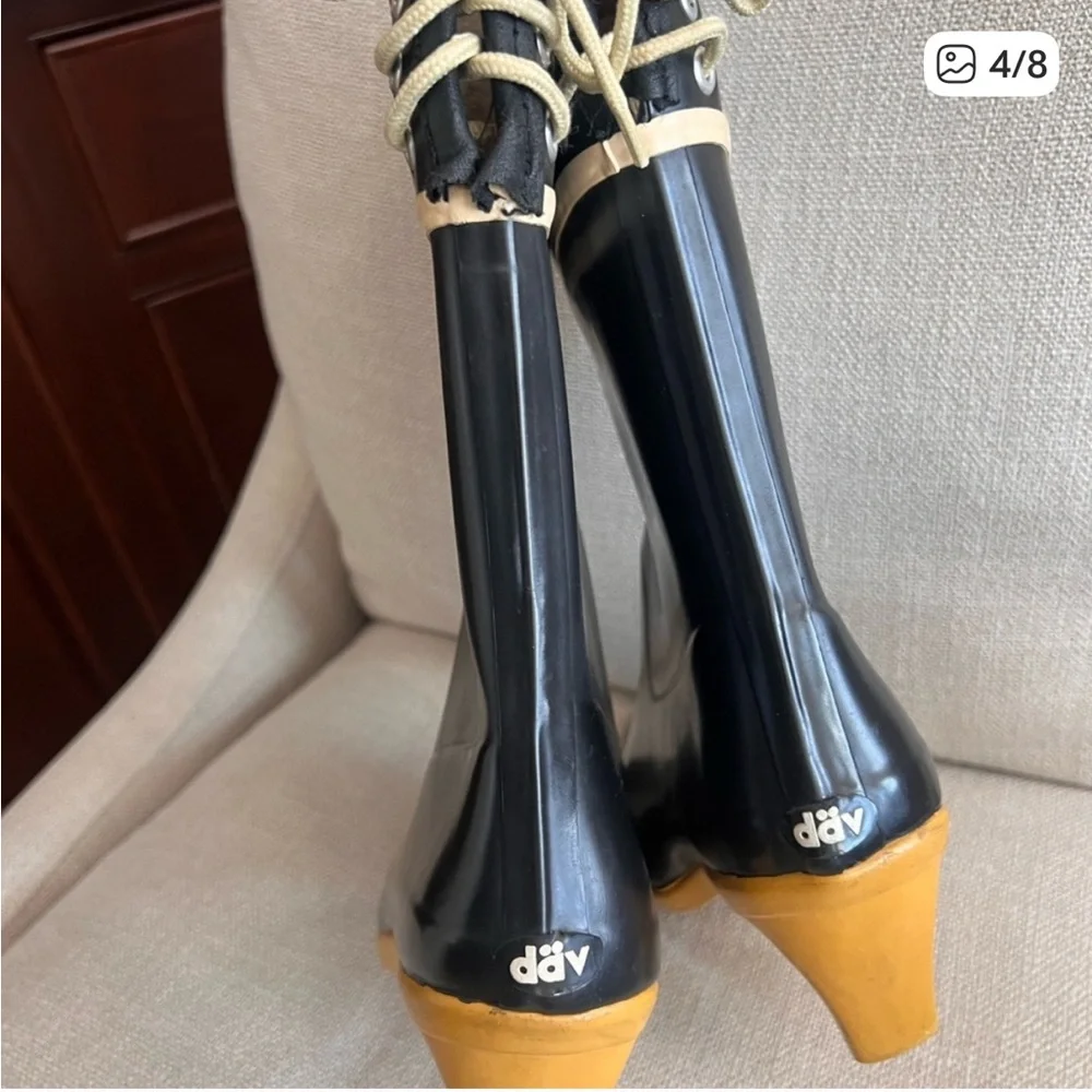 DV by Dolce Vita Black and Tan Rain Boots - Picture 4 of 8